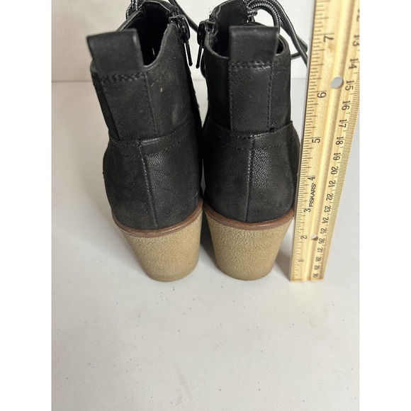 MIA Grant Black Lace Up Rubber Wedge Heel Ankle Bootie BootsY2K Chunky 6.5 - Picture 5 of 8